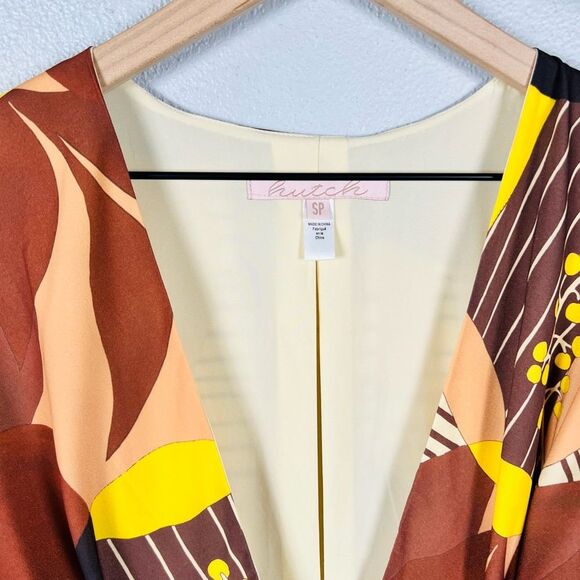 Anthropologie Hutch Deep-V Printed Wrap Maxi Dress in Multi Geo Size SP - Picture 7 of 10